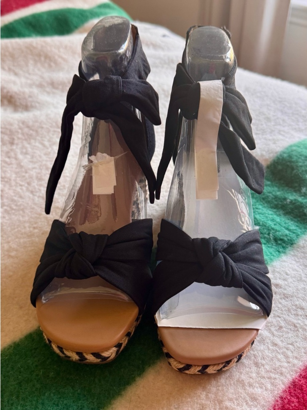 UGG Black Knot Front Espadrille Wedge Sandals